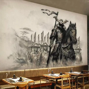 beibehang Naujas Kinijos retro ukiyoe arklys arklys samurajus restoranas įrankiai sienos užsakymą didelės freskos tapetai papel de parede