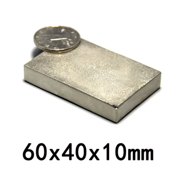 1/2/3PCS 60x40x10mm Galingas Blokas Magnetai N35 Super Neodimio Magnetas 60x40x10 mm Nuolat NdFeB Magnetai 60*40*10 mm