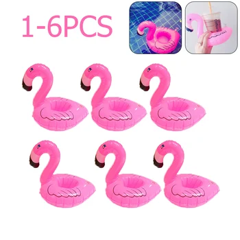 1-6vnt Flamingo Puodelio Laikiklis PVC Vandens Puodelio Laikiklis Plaukti Pripučiami Šalis Dekoro Baseinas Žaislas, skirtas Baseinas Drinkware Dėklas Dekoras