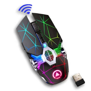 A7 Silent Wireless 3200DPI LED Apšvietimu USB Optinė, Ergonomiškas Pelės PC Gamer Kompiuterio Pelės Nešiojamas Žaidimų Pelės