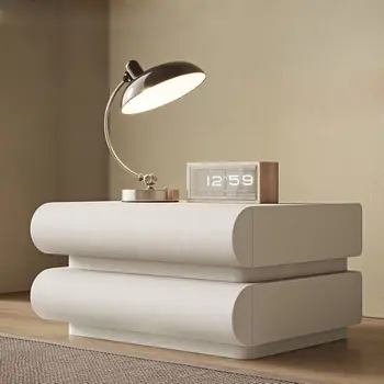 Italijos minimalistinio staliukas su trimis traukti oda akies raudonas kremas stiliaus miegamojo didelio dydžio medžio masyvo lovos saugojimo kabinos
