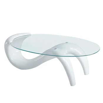 Modernaus dizaino Aukštos Kokybės Undinėlės formos Spalvinga stiklo, stiklas ovalo formos grūdintas stiklas viršuje kavos staliukas