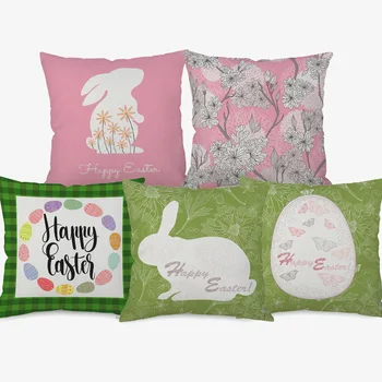 Sveiki, Pavasarį Su Velykomis Pagalvėlių Apvalkalus Bunny Triušiai Kiaušiniai Gėlių Tapybos Meno Dekoratyvinis Sofa Mesti Pagalvės Užvalkalą