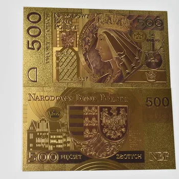 Karšto Lenkija Banknotų Aukso Folija lenkijos Banknotų 500 PLN Nustatyti Lenkijos Valiuta sukurta spalvos 24K Banko suvenyras, dovana