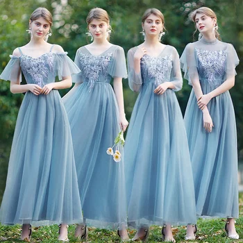 Nuotaka Adresai 2022 Naujas Moterų Drabužiais Seserys Choras Drabužius Pokylių Star Blue Vakaro Suknelė Vestuvinė suknelė