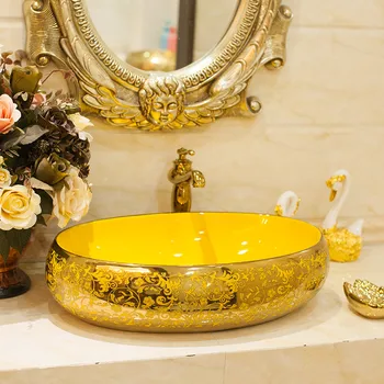 Keramikos stalviršio baseino ovalus praustuvas stalviršio praustuvas praustuvas praustuvas praustuvas, tualetas meno baseino namuose baseinas