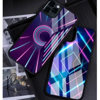 Neon spalvinga tiesinė erdvė, Telefono dėklas Guminis iPhone 12 11 Pro Max XS 8 7 6 6S Plus X 5S SE 2020 XR 12 Mini atveju