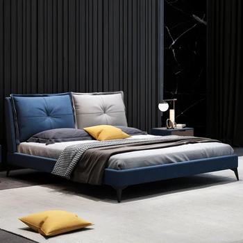 Italijos žemyn, audinys meno lova modern paprasta technologija medžiaga dvigulė lova 1.51.8 m lengvas prabangus miegamasis nuimamas audinys lova