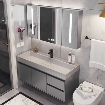 Modernus ir minimalistinis nano roko integruota baseino, vonios spintelės kartu, rankų plovimas,
