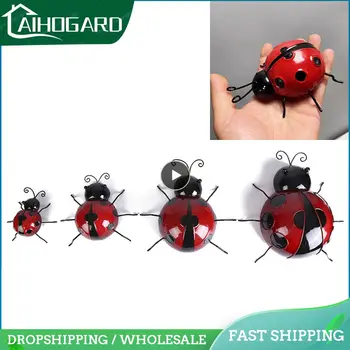 3D Metalo Ladybugs Sienos Montuojamas Dekoro Sodo Kūrybos Mielas Vabzdžių Skulptūros, Lauko Kiemo Vejos, Tvoros Statulos Apdailos Reikmenys