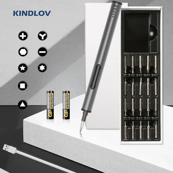 KINDLOV Elektrinių Atsuktuvų Rinkinys Ličio Baterija Įkraunama Su LED Žibintai išmaniųjų telefonų Žaislas PC Tikslumo Remontas, elektrinių Įrankių
