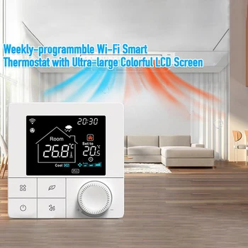 WIFI, Elektriniai grindų Šildymo Termostatas Taikymo Balso Kontrolės 2.8 Colių LCD Ekranas Protingas Programuojamas Termostatas