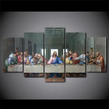 Per paskutinę Vakarienę Jėzus 5 vnt drobė Sienos paveiksl Plakatas Namų Dekoro 5 Gabalas HD Spausdinti Nuotraukas Ne Įrėminti 5 Skydelis Kambario Dekoro
