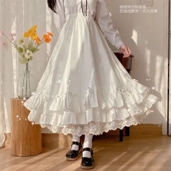 XUAN Daktaro Japonijos vientisos Spalvos Dvigubo Sluoksnio Derliaus prancūzijos Susiėmę Hepburn Stiliaus Juoda Pusė Balta Sijonas Moteris Ilgai Y2k Sijonas
