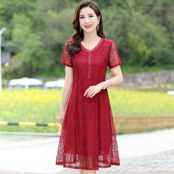 Moterų vientisos spalvos Gėlių nėriniais, V-Kaklo, Seksualus Midi Suknelė Vasaros Paplūdimio Stiliaus Suknelė 2023 korėjos Elegantiška Suknelė