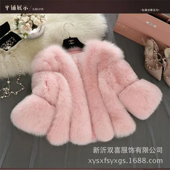 Rudenį ir žiemą naujas korėjiečių kailių paltai, moteriški imitacija fox fur slim fit šiltas kailiai, kailio