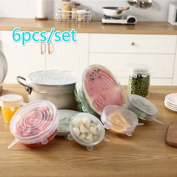 Daugkartinio naudojimo Silikoninės Wrap Išlaikyti Maistą Šviežią Wrap 6pcs/set Virtuvės Įrankiai Silikono Maisto Wrap Sandariklio Dangtis Padengti Ruožas Įrankiai