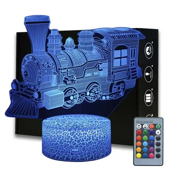 3D Iliuzija Traukinio Naktį Lengvosios Transporto priemonės Modelį, Stalo Lempos Vaikų Miegamasis Apdailos Lempos Kūrybos Dovanos Gimtadienio, Kalėdų