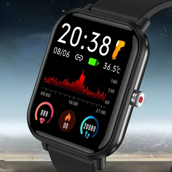 Smart watch vyrų 1.7 colių Temperatūros matavimo Bluetooth atsiliepti į skambutį Skaitmeninis wathes Širdies ritmo monitoringo Smartwatch moterims