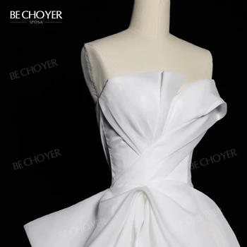 Vestuvinė Suknelė, Brangioji,-Line Paprasta Rankovių Nuotakos Suknelė 2023 Teismas Traukinio Princesė BECHOYER XH165 Plius Dydis Vestido de Noiva
