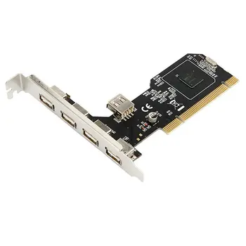 Naujas Didelis Greitis 480Mbps 5 Port USB 2.0 PCI Hub Kortelės Valdytojas Adapterio Modulis