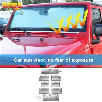 BAWA Automobilio Priekinio ir Galinio Lango Stiklas skėtį nuo saulės Padengti 4 durų Jeep Wrangler JK 2007-2017 Šilumos Izoliacija Medvilnės Priedai