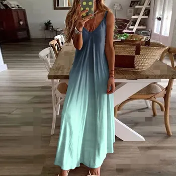 2023 Vasaros Bohemijos Moterų Slydimo Suknelė Ilgai-line Negabaritinių Atsitiktinis Suknelės Moterų Elegantiškas Naują Pavasario Lady Prarasti Paplūdimio Drabužiai