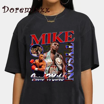 Mike Tyson Derliaus 90s Marškinėlius Hip-Hop T-Shirt Vyrams Moterys Mados Grafinis Streetwear Unisex Marškinėliai Medvilniniai marškinėliai Moteriška