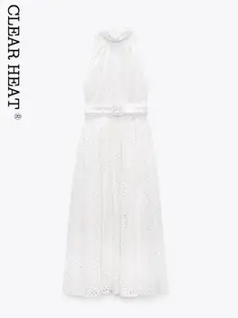 Siuvinėjimas Rankovių Tuščiaviduriai Iš Diržų Suknelė Moteriška Pusė, Aukštos Apykaklės Aukštos Juosmens Suknelės 2023 Elegantiška Panele High Street Vestidos