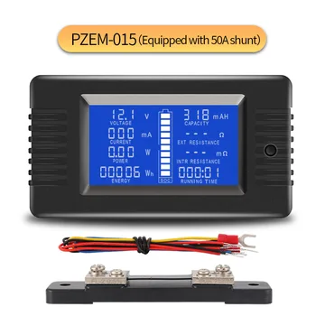 PZEM015 LCD baterijos testeris įtampa srovės talpos vidinį pasipriešinimą, energijos suvartojimas ekranas 0-200V 10A/50A/300A
